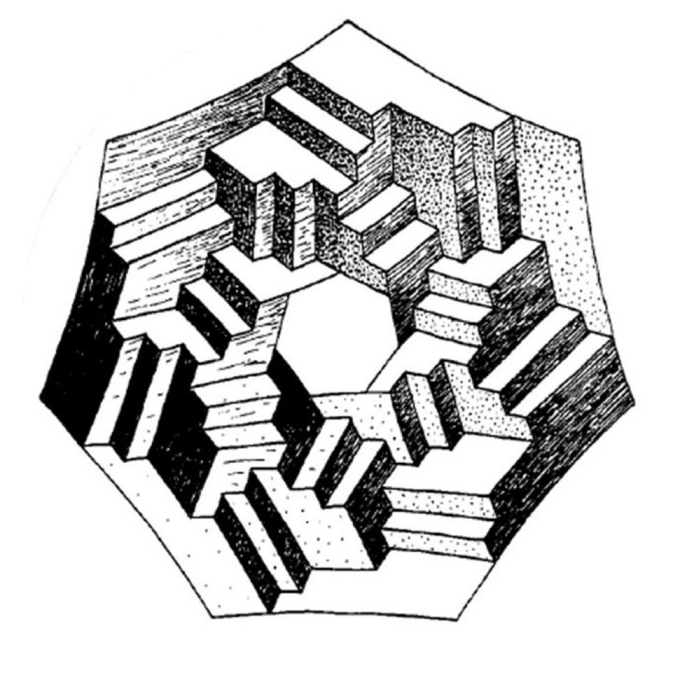Penrose pentagon impossible staircase