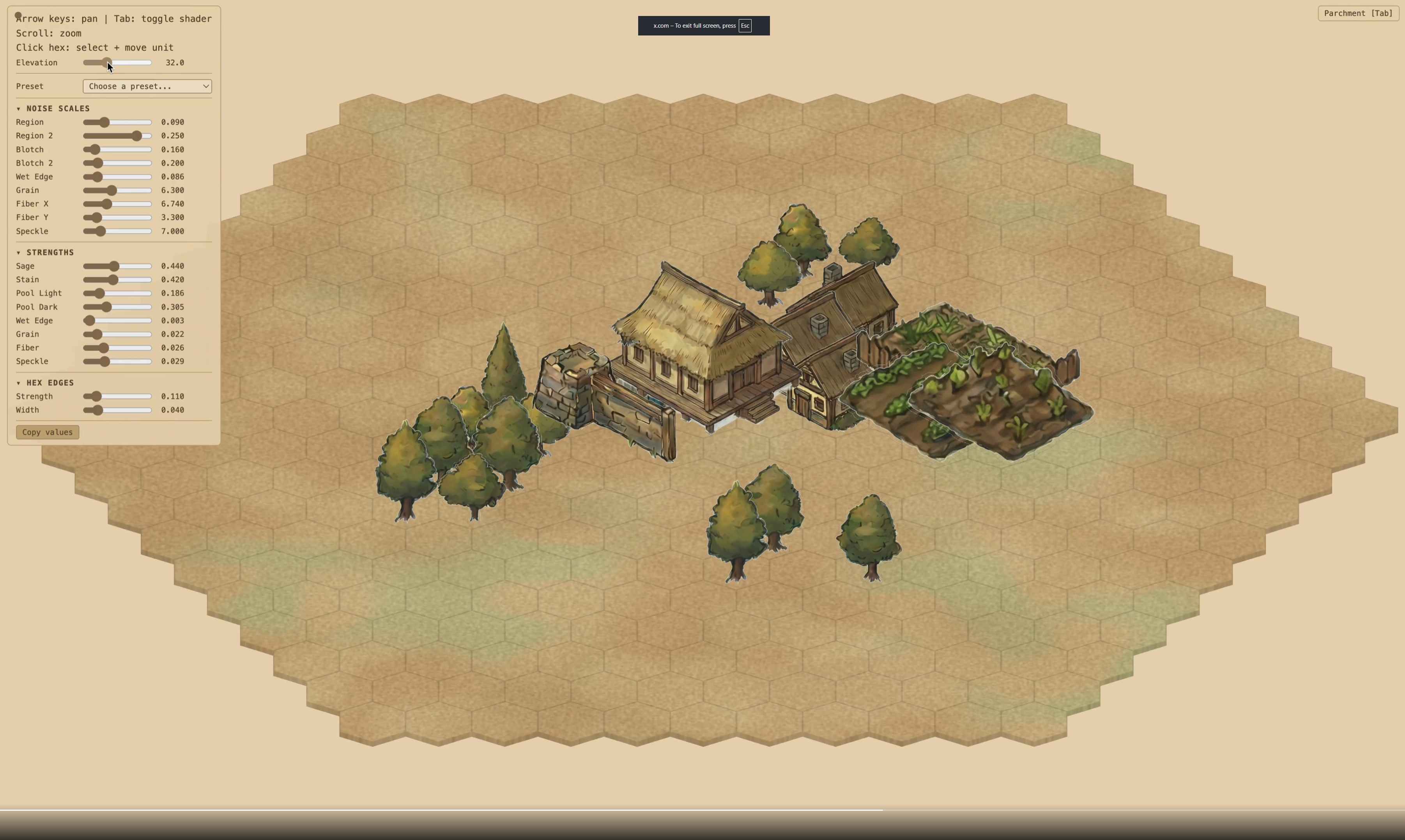 Isometric hex terrain generator reference