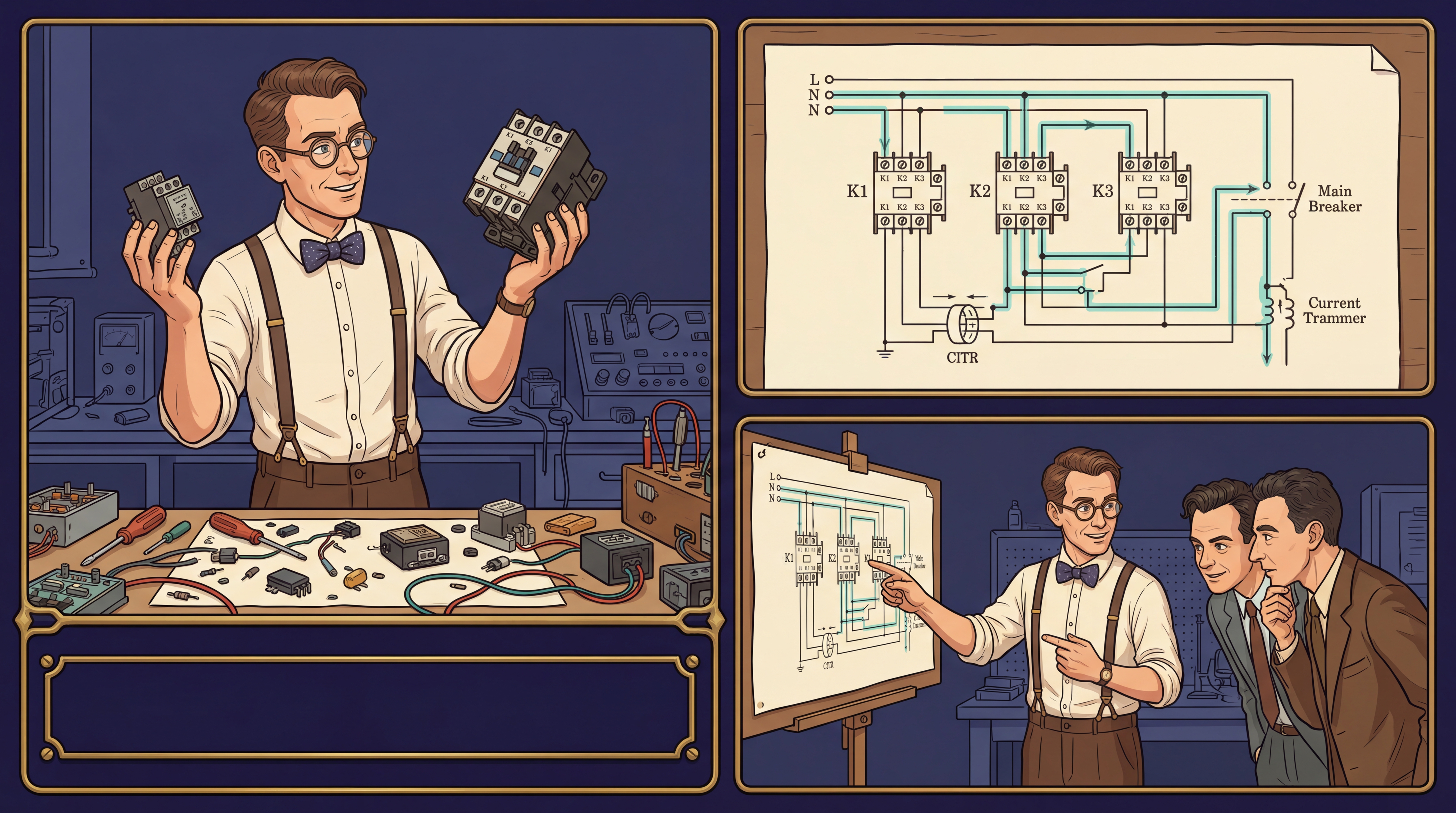 Shannon with contactors and circuit diagram, others impressed